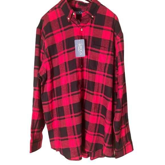 Boca Classics Red Black Plaid Long Sleeve Flannel Shirt XXL New with Tags Cotton - Picture 5 of 5